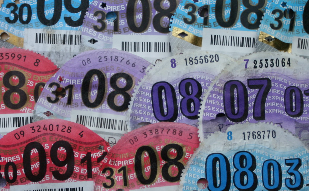 Pictures of old Japanese import car tax discs
