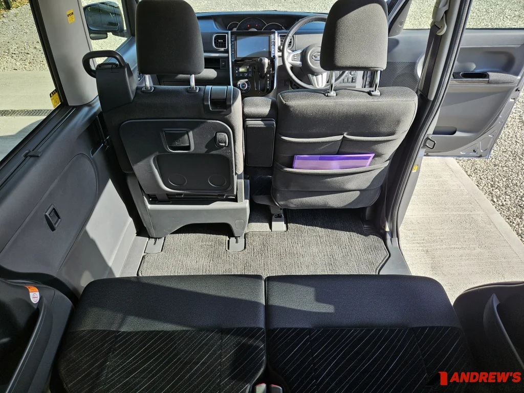 Picture of the rear seats in a 2014 Daihatsu Tanto Custom RS SA Japanese import kei car